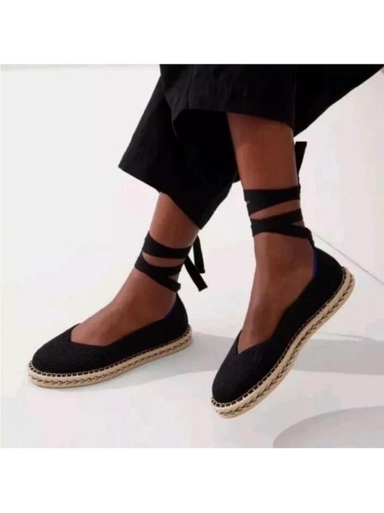 Rothy's Shoes - Rothy's The Espadrille Black Lace Up Shoes Excellent